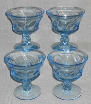 Set (4) Fostoria Glass Jamestown Blue Pattern Sherbets Or Champagnes - £24.85 GBP