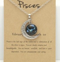 Pisces Zodiac Necklace in Silver, Zodiac Sign Necklace, Horoscope - £8.03 GBP