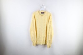 Vintage 90s Streetwear Mens Medium Faded Cotton Knit Crewneck Sweater Yellow USA - £40.66 GBP