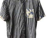 First Wave Boy Size 16 Short Sleeved Beach Blue Gingham Surfer Button Do... - $13.25