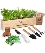 5 Herb Seeds Garden Starter Kit with Complete Planting Kit &amp; Wooden Flow... - €28,70 EUR