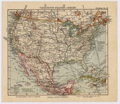 Ca 1935 Vintage Map Of United States Mexico Cuba Caribb EAN - £13.66 GBP