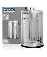 Step Trash Can with Lid and Pedal, Retro Metal Garbage Bin, for Bathroom, Kitche - £79.28 GBP