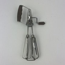 Vintage Brown &amp; Stainless Side Handle Hand Mixer Egg Beater Small 10 inch - $9.01