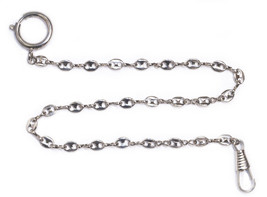 1 Pocket Watch Chains Stainless Silver Tone Clasp Ring Clip New - £12.69 GBP