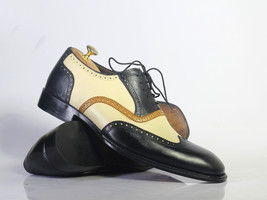 Handmade Men Multi-color Leather Wing Tip Dress Shoes, Men Formal Design... - £114.55 GBP+