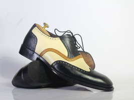 Handmade Men Multi-color Leather Wing Tip Dress Shoes, Men Formal Design... - £114.05 GBP+