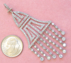 Antique Art Deco 1.8ctw Diamond Chandelier Tassel Platinum Cocktail Pendant 1930 - £3,841.57 GBP