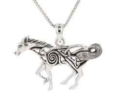 Jewelry Trends Trinity Horse Celtic Knot Sterling Silver Pendant Necklace 18&quot; - £65.12 GBP