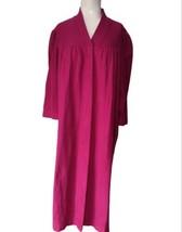 Vanity Fair Flannel Snap Front Robe Size L Vtg Fuschia Pink 3/4 in Sleeves READ - £10.42 GBP