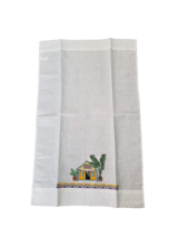 Embroidered &amp; Appliqué Linen House w Palm Trees Kitchen Towels - $17.95