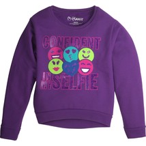 Hanes Girls Fleece Hi Low Hem Sweatshirt Size X-Small 4-5 Confident Selfie - £7.87 GBP