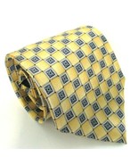 Tie Pierre Cardin 100% Silk Yellow Lt Gold Navy Squares Geometric L 62&quot; ... - £7.95 GBP