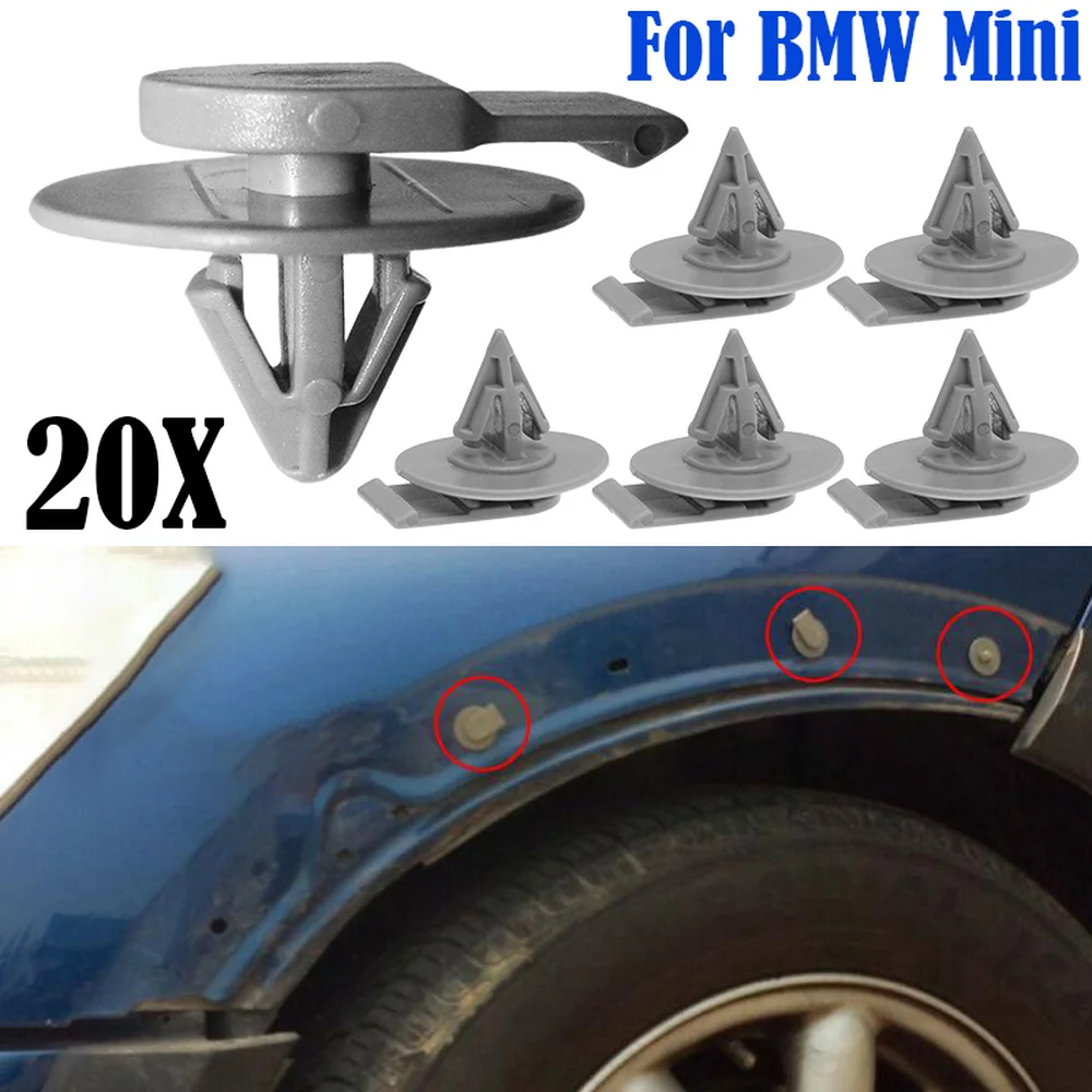 20pcs auto wheel arch trim clips fasteners grey rivets for bmw mini cooper r50 r52 r53 thumb200