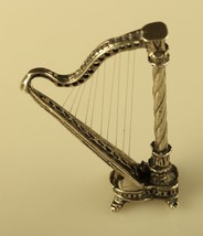Vintage Sterling Silver Signed 800 122 Harp Music Instrument Dollhouse Miniature - £37.99 GBP