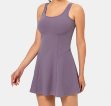 Women&#39;s XS(4), Halara Smoke Purple 2-Piece Flare Mini Dress Set, Shorts, Pockets - £19.80 GBP
