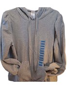 Members Mark Women&#39;s Hoodie Sweatshirt Gray Heathered Puff Sleeve Pullov... - $351.07 MXN