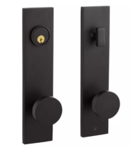 New Satin Black Contemporary Moceri Solid Brass Entrance Door Set with R... - $219.95