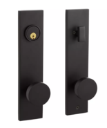 New Satin Black Contemporary Moceri Solid Brass Entrance Door Set with R... - $219.95