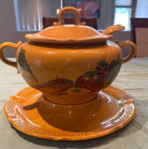 California Pottery USA  4 Pc Vintage Soup Tureen and Platter And Spoon - $79.19