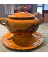 California Pottery USA  4 Pc Vintage Soup Tureen and Platter And Spoon