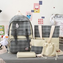 5 Set Women Backpack Harajuku Nylon School Bags For Teenage Girls Boys Kawaii Co - £45.49 GBP
