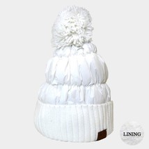 White Fur Pom Pom Style Winter Beanie Hat Fashion Statement Accessories - £24.11 GBP