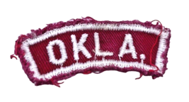Vintage Oklahoma Boy Scouts Strip Patch Red White 2.25&quot; x 1&quot; - £13.09 GBP