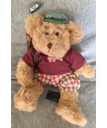 Plush Animal Russ Berrie Tan Dressed Golf Bear  Chip - £9.47 GBP