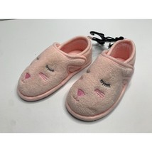 New Toddler Girls Slippers Medium 7 8 Pink cat SLippers Slip On - $10.88