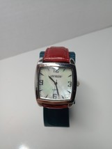 Venezia Women&#39;s Watch Analog Silver Tone with Red Leather Band - £5.44 GBP