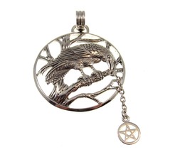 Solid 925 Sterling Silver Raven Macha the Celtic Goddess of War Pentacle Pendant - £43.47 GBP