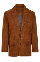 Men Brown Soft Suede Leather Blazer Soft Sheepskin Stylish Handmade Form... - £93.65 GBP+