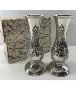 Vintage 5.25 in Candle Stick Holder Pair Silver Tone Metal Japan - £31.28 GBP
