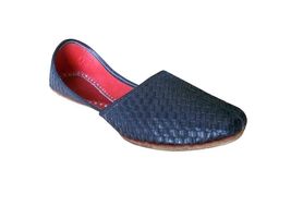 Men Shoes Jutti Indian Handmade Leather Black Espadrilles Mojaries Flat US 8-11 - £43.94 GBP