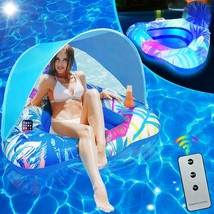 Pool Floats Adult with Canopy - Heavy Duty Inflatable Pool Float Chair - £15.56 GBP