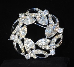 Coro Silver Tone Pinwheel Brooch Pin Crystal Aurora Borealis Rhinestones - £31.37 GBP