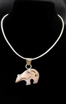 Sterling Signed Polar bear Necklace - silver turquoise inuit bear - Vintage L pe - £107.91 GBP