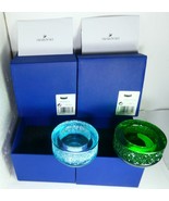 Swarovski 2 Crystal Shimmer Tea Light Candle Holder (Azore &amp;Green )Box &amp;... - £430.59 GBP