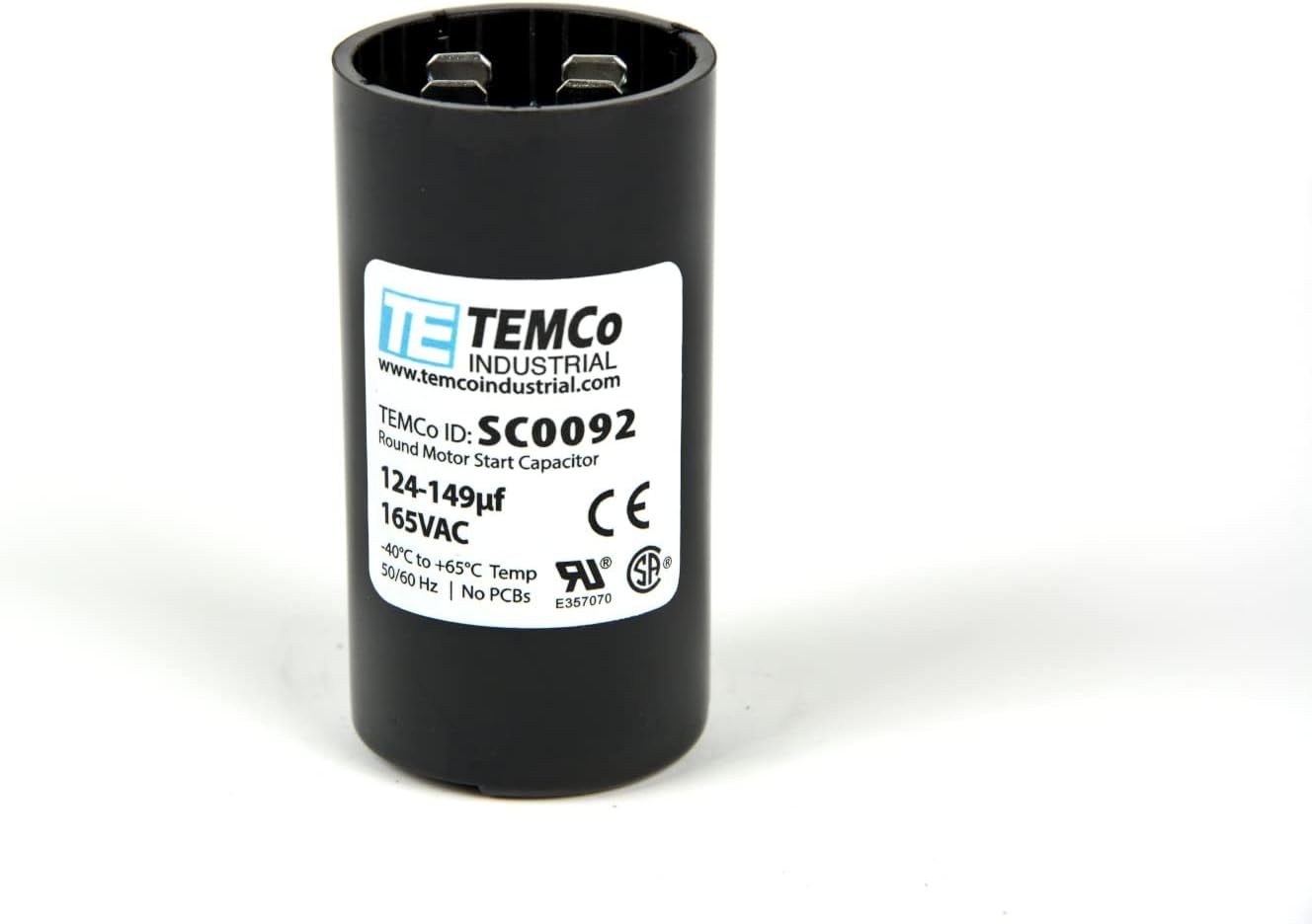 Temco 124-149 Uf/Mfd 165 Vac Volts Round Start Capacitor 50/60 Hz Ac Ele... - $33.94