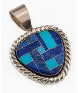 Carolyn Pollack Sterling Silver Turquoise &amp; Lapis Inlay Pendant 13.3gr - €102,67 EUR