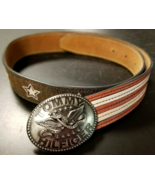 Tommy Hilfiger Brown Leather Belt Stars &amp; Stripes Size S 30-32 Americana... - £21.29 GBP