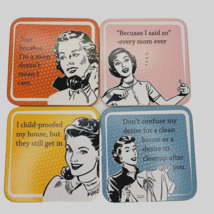 4 Drinking Coasters Cork Backed Mom Quote Cartoon Comic Mother Day Sayings NEW - £7.86 GBP