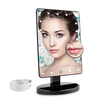 Black Cosmirror Lighted Makeup Vanity Mirror With 10X, Dual Power Supply. - £29.86 GBP