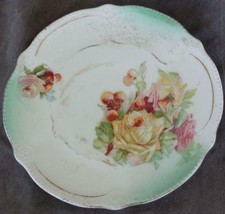 Antique China Dessert Plate - Yellow Rose and Cherries - VGC - LOVELY PLATE - $19.79