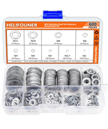 600 Pieces 9 Sizes 304 Stainless Steel Flat Washers Assortment Kit (M2 M... - £12.60 GBP