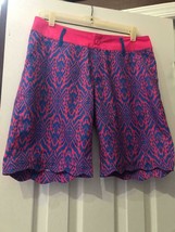 Nwt Ladies Birdies And Bows Royal Hot Pink Tribal Scalloped Golf Shorts - 6 &amp; 8 - £23.56 GBP