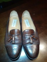Mezlan Men&#39;s Size 9 M Havana Brown Leather Brogue Captoe Tassel Loafers Spain - £20.33 GBP