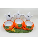 Halloween Partylite Porcelain Ghost Trio Tealight Holder Pumpkin Fall Decor - £23.58 GBP