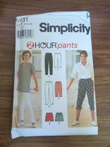 1996 Vintage Simplicity 7131 Two Hour Pants Size P 12-16 Sewing Pattern ... - £6.70 GBP